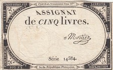 5 Livres - 10 Brumaire An II (31.10.1793) - Sign. Mortier - Série 14584