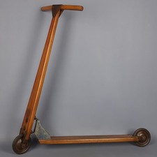 Ancien Trottinette En Bois Métal Artisanal Démontable Italie Début ‘900