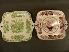 Lot de 2 anciens plats de service en porcelain MASON's Brocade et fruit basket