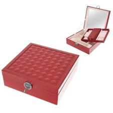 Beautylux Boîtier Porte- Bijoux De Chambre Premium Grand Rouge Avec Miroir Clé