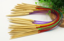 aiguille à tricoter circulaire bambou N°2 -10 long. 80cm long. tige 14cm couleur