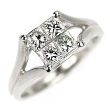 Bague diamant taille princesse Pt900 sertie mystère 1,00 carat - livraison gr...