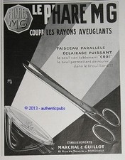 PUBLICITE ANCIENNE 1928 MARCHAL GUILLOT LE PHARE MG CODE PROJECTEUR FRENCH AD