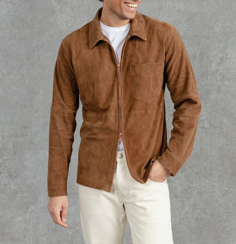 Veste cuir marron cafe - en,
