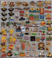 lot de 86 pin's alimentaires (savane,vico,maggi,chocolat,francine.....)