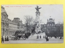 cpa PARIS Transport ATTELAGE CALÈCHE OMNIBUS HIPPOMOBILE Charrette à bras