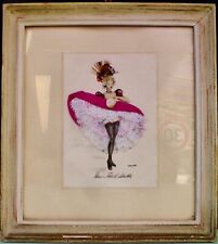 Tableau JANICOTTE French Cancan Paris ROBE SATIN & DENTELLE Coiffure Plumes