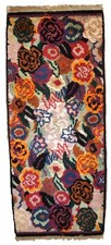 Tapis Art Déco Français Antique Fait Main – 50cm x 116cm – Années 1920