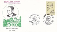 Enveloppe 1er jour 1713B 1990 Maurice Genevoix Ecrivain