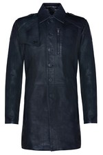 Manteau trench cuir noir - en,