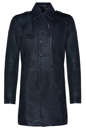 Manteau trench cuir noir - en,