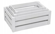  Set 3 caisses bois blanches – rangement déco