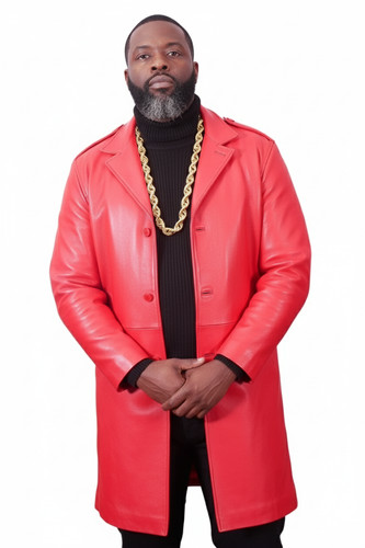 Manteau homme fait main rouge