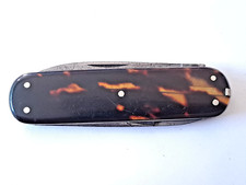 Ancien petit canif 2 lames, ciseaux et petit élément inséré, manche ancien