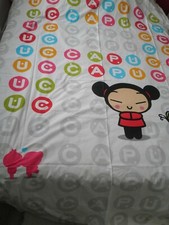 Housse de couette + 2 taies blanc motif PUCCA 190 x 220