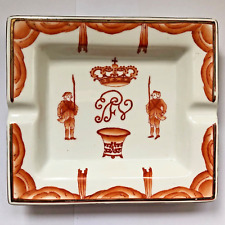 Cendrier vide-poche porcelaine décor rouge orangé couronne impériale, monogramme