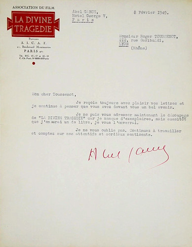 Abel gance lettre - signée,