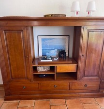 meuble tv bois massif, style Louis Philippe, Meuble TV avec rangements et caches