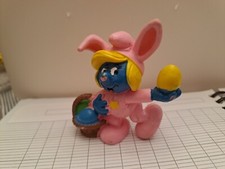 Figurine Schtroumpfette Lapin De Paques Rose Schleich 1982