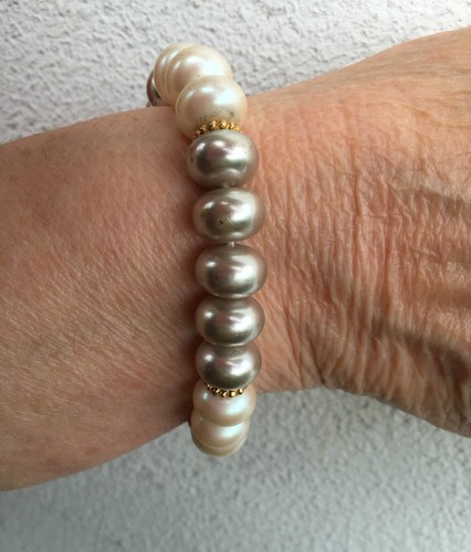 Bracelet perles metal dore - bracelet, dore/