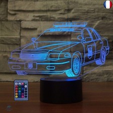 Créatif 3D Voiture de Police Nuit Lampe Art Déco Lampe LED 3D Lampe Contrôle à d