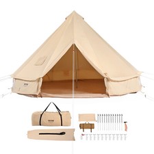 VEVOR Tente Cloche Toile 4 Saisons 4 m pour Camping Familial avec Trou de Poêle