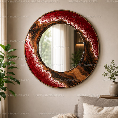 Miroir mural rond résine - rond, en