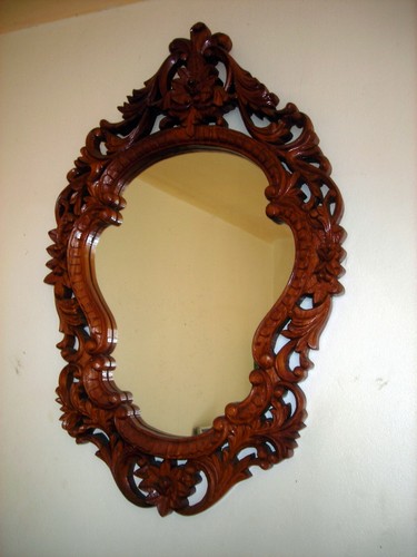 Miroir cadre bois sculte main - miroir,