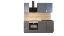 Kitchenette prémontée 210 cm GEBA - anthracite - sans appareils électriques...