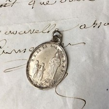 Pendentif Médaille Ancienne En Argent Notre Dame de la Salette XIXè Holy Medal