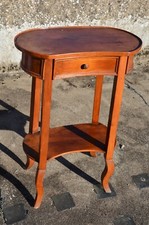 Petite table ancienne d'appoint, sellette chevet rognon avec tiroir, merisier ?
