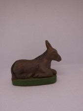 Santons de Provence - estampillé d'une fleur de lys - l'âne - H 7 cm - L 9 cm