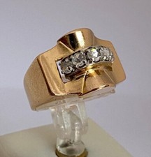 Bague Tank en Or Jaune 18 K /