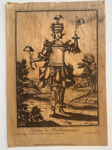 Ancienne sérigraphie sur bois - sur,