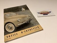 Renault 4cv type R 1062 notice d'entretien