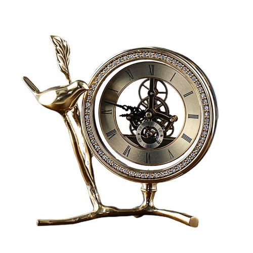 Horloge avec oiseau - horloge, dorée