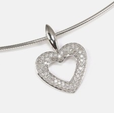 Pendentif Cœur, 585 or Blanc, 14 Carat Brillant 1,00 CT Exquis Blanc, Vs