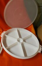 Tupperware grand plateau apéro   crudité  hors d œuvres blanc vintage 