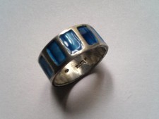 Bague Ancienne Turquoise en Argent Massif 925/1000 - Taille 55 ...