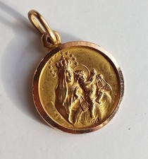 médaille or 18ct Sacré Cœur+ Vierge à l Enfant 