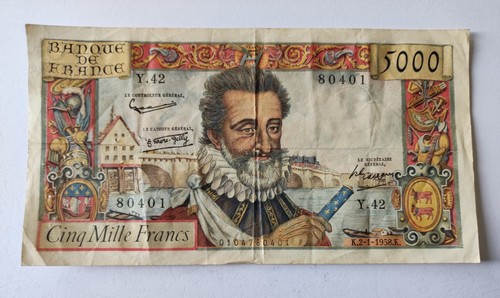 Billet 5000 francs henri du - iv,