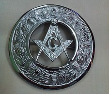 Écossais Mouche Plaid Broche Maçonnique Argent Finition 3 "/ / Écharpe