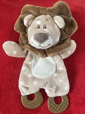 ??Doudou Lion Marron Anneaux Dent Bruissant ZDT ACTION NEUF Jamais Utilisé