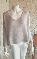 Pull beige col V neuf Talia