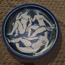 Grand Plat N°3 Ceramique Signee Teun Roosenburg Femmes Nues Era Vallauris Capron