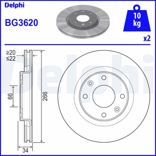 Disque frein delphi bg3620 - disque,