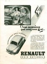 Publicité ancienne voiture automobile Renault 4 CV 1948 issue de magazine