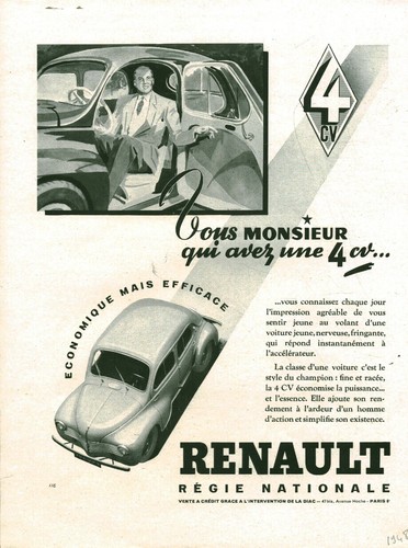 Publicité ancienne voiture
