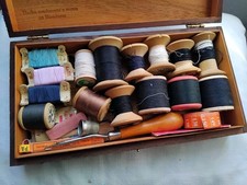 Lot Couture  Mercerie Ancienne Ciseaux Aiguille Bobine Bois Carton