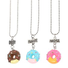  3pcs filles collier amitié bijoux beignet pendentif collier enfants filles